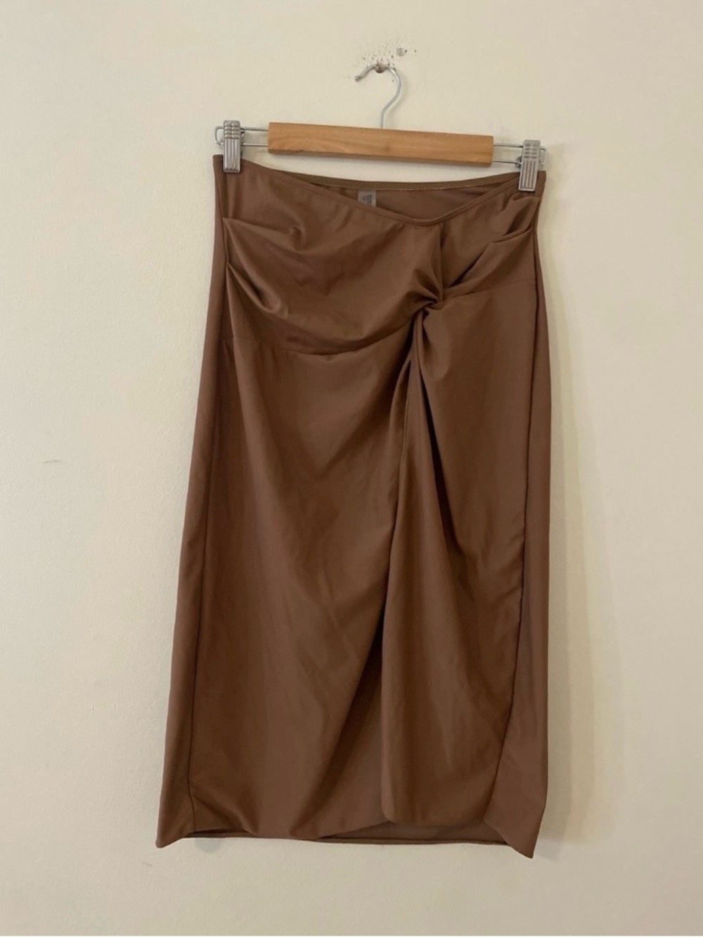 Brown Twist-Front slit Midi Skirt cover up